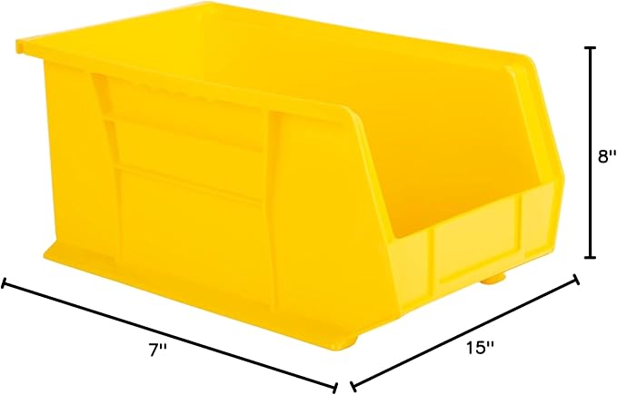 Hudson Exchange 15" x 8" x 7" Plastic Stackable Storage Bin and Hanging Container, Yellow