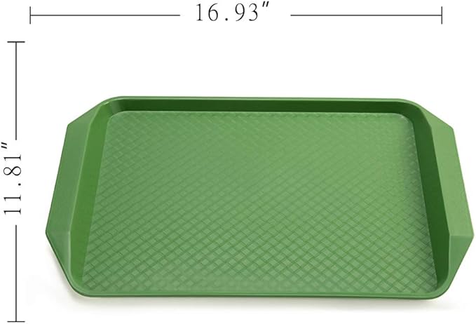 Eslite Plastic Fast Food Serving Tray,16.95 by 11.82-Inch,Set of 12 (Green)