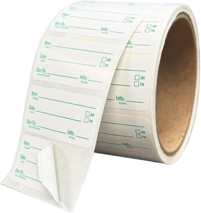 2x1 Removable Food Labels for Containers, 250 Freezer Food Labels Stickers, Bottle Labels for Storage Bins, Sticker Labels for Food Containers, Removable Labels Easy Peel Off (250, Green)