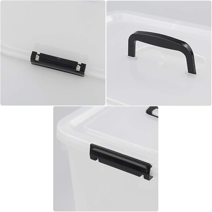 4-Pack 18 L Plastic Storage Box, Clear Latch Storage Bin with Lid