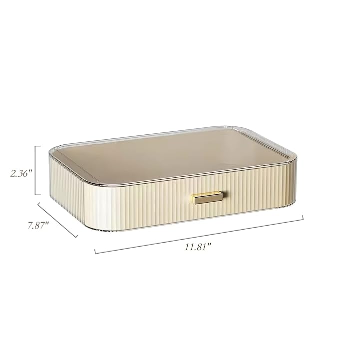 Decorcode Stackable Plastic Organizer Big & Spacious Drawer | Organize Eyeshadow Palettes, Cosmetics, and Beauty Supplies on a Vanity. White