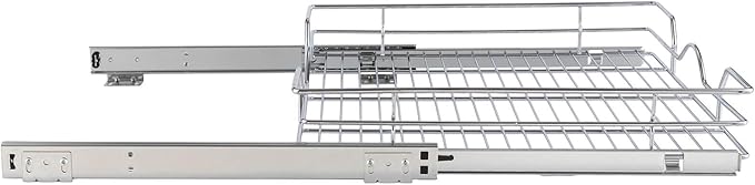 OCG Pull Out Cabinet Organizer (14.75" W x 17" D), Pull out Drawers, Cabinet Pull Out Shelves for Base Cabinet Organization in Kitchen Bathroom Pantry, Bottom Mount, Chrome Finish