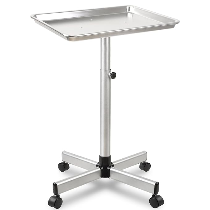 Salon Tray Cart,Instrument Tattoo Trolley Tray with Wheels Adjustable Height,Height Adjustble Hair Color Storage Tray Cart