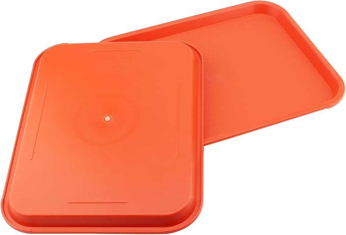 MAHIONG 15 Pack 14 x 10 Inch Orange Fast Food Tray, Large Rectangular Restaurant Serving Trays, Plastic Cafeteria Trays School Lunch Trays