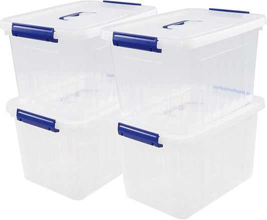 4-Pack 10 L Plastic Storage Box, Clear Storage Box with Lid