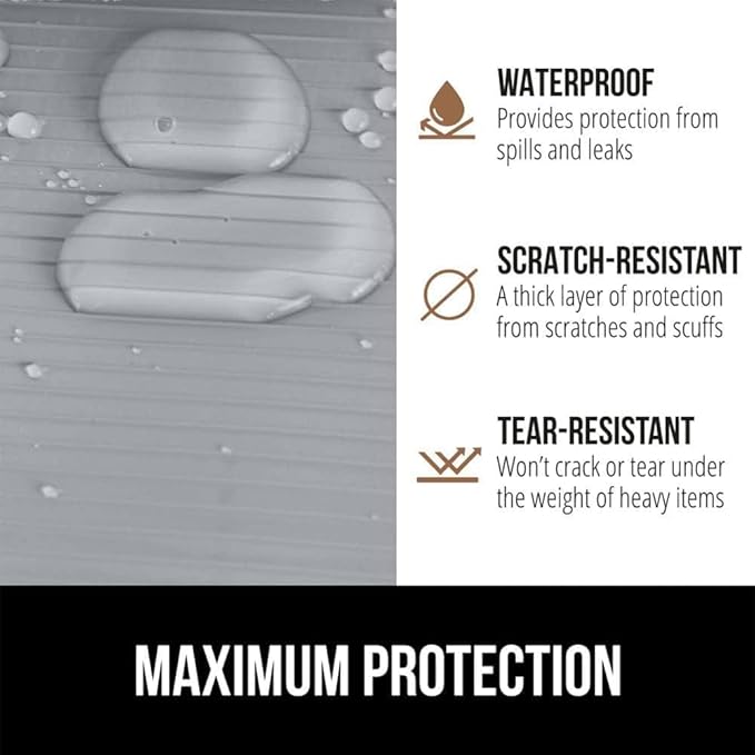 GORILLA GRIP DuraGuard Shelf Liner, Non-Adhesive Cabinet Liners for Kitchen Drawers, Shelves, Refrigerator, Pantry Storage, Bathroom Closet, Durable Waterproof BPA Free Ribbed Plastic, 20x10 Lt Gray