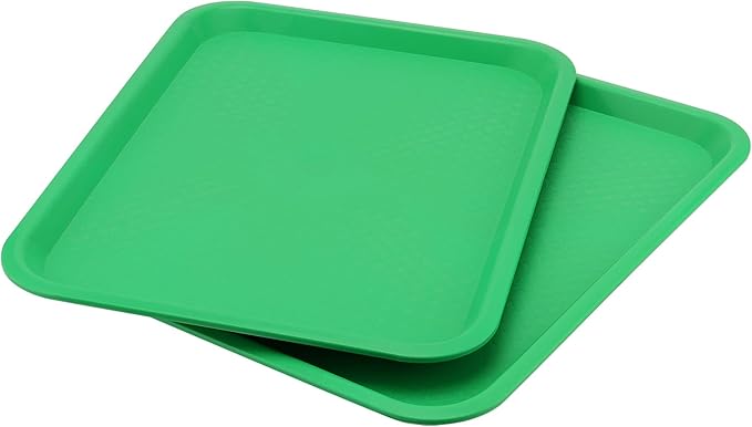 SEUNMUK 8 Pack 12 x 16 Inch Plastic Fast Food Trays, Scratch-Resistant Green Cafeteria Tray, Fast Food Serving Trays for School, Cafeteria, Restaurant