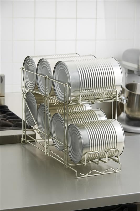 Commercial Wire Can Rack 3-Pack, Holds (12) #5 Cans or (8) #10 Cans, FIFO Design, Durable Metal Can Rack for Restaurants (28W-671)
