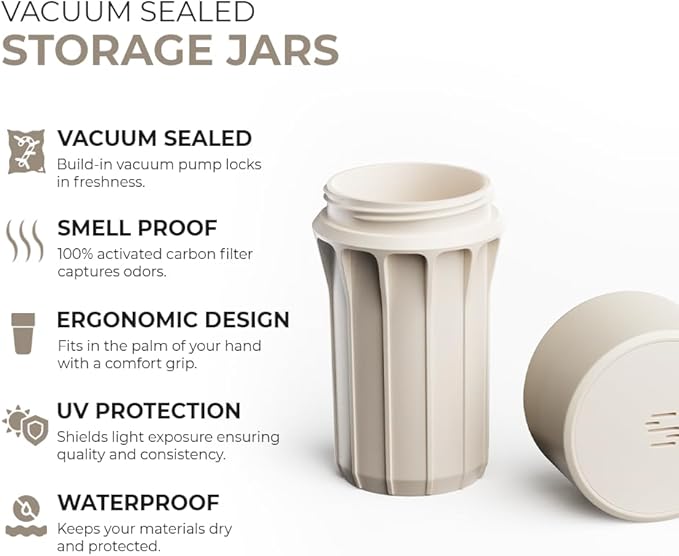 Staze Preserve Vacuum Sealed Storage Jars (148ml) | Herb Storage & Food Storage Container with Protection - (DUNE)