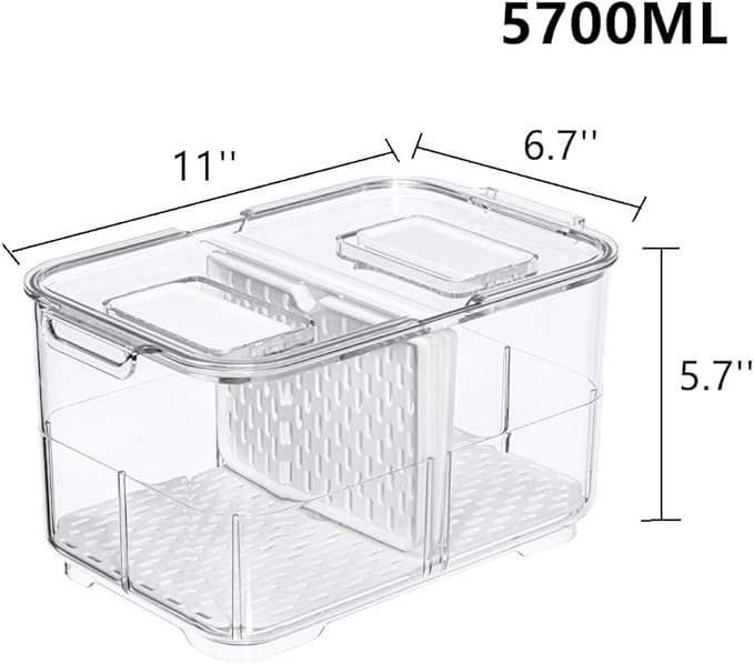 Refrigerator Organizer Bins Produce Saver, Stackable Freezer Bins Fresh Keeper Food Storage Containers for Fridge Freezer Cabinet Kitchen Organization -5700ML