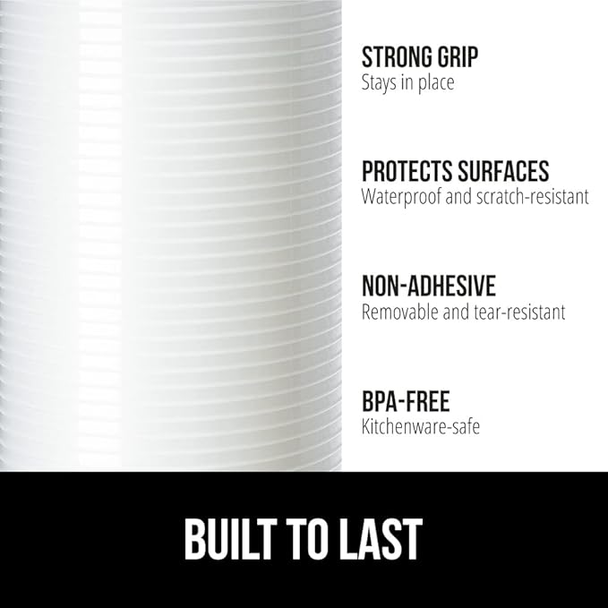 GORILLA GRIP DuraGuard Shelf Liner, 17.5x20 Non-Adhesive Cabinet Liners for Kitchen Drawers, Shelves, Refrigerator, Pantry Storage, Bathroom Closet, Durable Waterproof BPA Free Ribbed Plastic, Clear