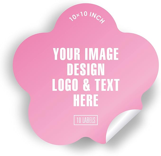 10 Inch Personalized Labels - Custom Stickers With Any Design, Image, Logo, Text - Thank You Labels for Business (Flower, 10"x10")