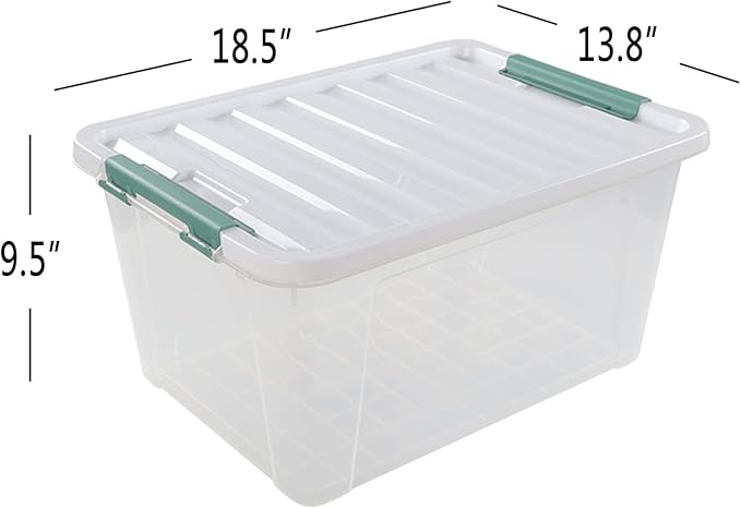 6-pack 36 Quarts Storage Boxes, Plastic Clear Latching Box Bins with Lids