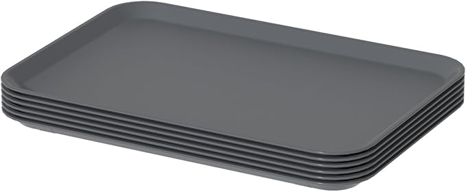 Neadas 6 Packs Extra Large Plastic Trays, 25.3" x 17.7", Rectangular Multi-Purpose Tray, Gray