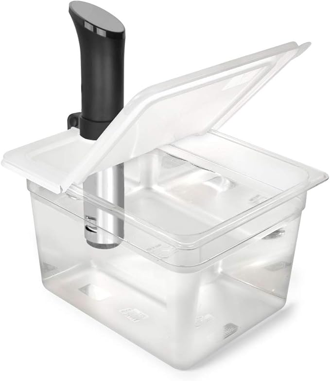 EVERIE Sous Vide Container 12 Quart EVC-12 with Collapsible Hinged Lid Compatible with Anova Nano or AN500-US00 or Anova Pro 3.0 or Anova Mini, Also Fits Instant Pot