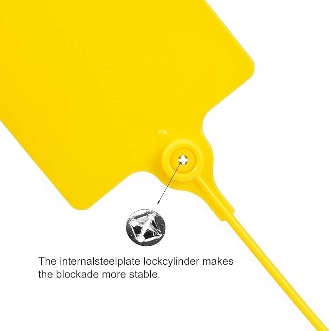 200 Pcs Durable Plastic Shipping Tags with Marker Pen Security Seals Sticker Labels,Waterproof Blank Luggage Tag for Packages, Logistics, Inventory, Travel(Yellow,200pcs)