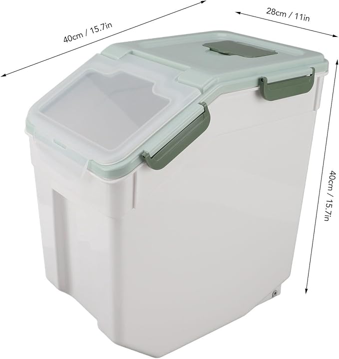 TOPINCN Rice Container, Airtight Flour Container Food Storage Container Thickened Rice Storage Bin Dry Food Dispenser with Easy Open Lid for Kitchen Grain Flour Snacks (Mint Green) (25kg