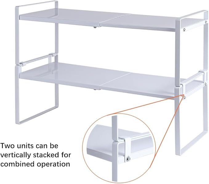 2-Pack Expandable Shelf Organizer for Kitchen Countertop, Kitchen Organizers and Storage，Under Sink Expandable Shelf Organizer