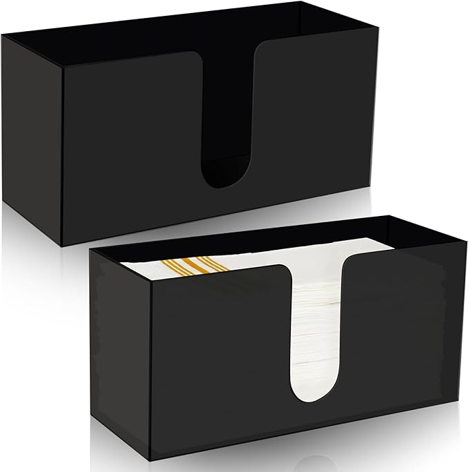 Mumufy 2 Pcs Acrylic Fold Paper Towel Dispenser Countertop Napkins Dispenser Napkin Holder Multifold Disposable Acrylic Paper Towel Holder for Z or C Fold (Black)