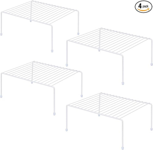 JBESUHI Medium (13.1 x 10.2 Inch) Cabinet Storage Shelf Rack, Shelves，Kitchen Counter and Cabinet Shelf, Storage Rack Organizer for Kitchen, Fridge, Cabinet, Bathroom Cupboard& Pantry (4, White) | Shelves, Kitchen, Fridge, Cabinet
