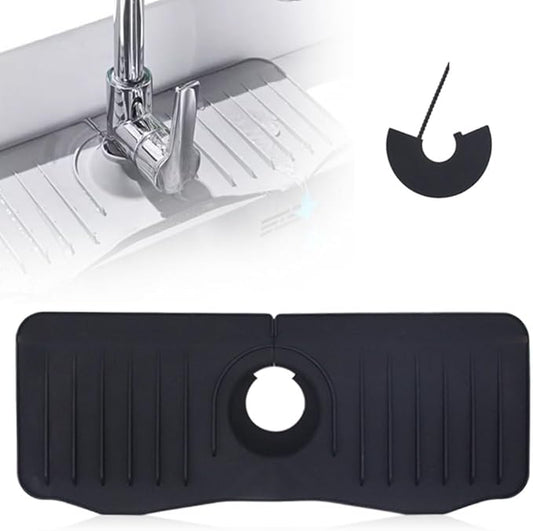 Faucet Guard And Draining Mat For Sink 2024 New Update Faucet Mat For Kitchen Sink,Kitchen Sink Splash Guard,Sink Splash Guard,Faucet Mat (black, A)