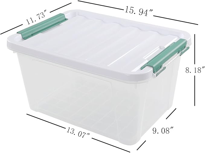 6 Pack Plastic Latch Storage Box, 20 Qt Storage Container with Lid