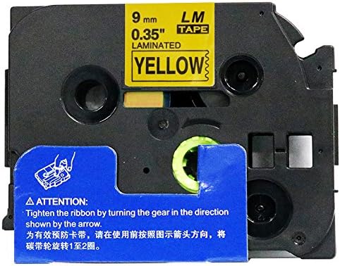 6/Pack LM Tapes - LMe-621 Premium 3/8" Black Print on Yellow Label Compatible with Brother TZe621 Tape and Includes Tape Color/Size Guide. Replaces TZ-621 9mm 0.35 Laminated.