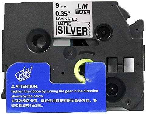 1/Pack LM Tapes - LMeM921 Premium 3/8" Black Print on Matte Silver Label Compatible with P-Touch TZe-M921 Tape and Includes Tape Color/Size Guide. Replaces TZ-M921 9mm 0.35 Laminated.