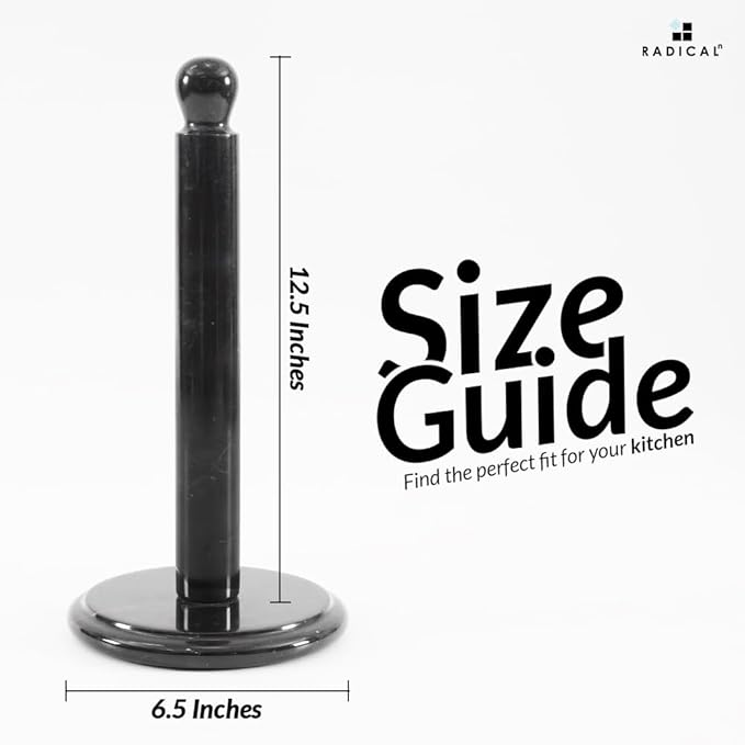 RADICALn Marble Paper Towel Holder Countertop 12.5" Inch Black Handmade Stand for Kitchen Counter Organizer, Bounty Paper Holder for Home & Bathroom