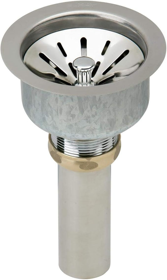 Elkay LK99 3-1/2" Deluxe Drain with Type 304 Stainless Steel Body, Strainer Basket, Rubber Seal, and Tailpiece