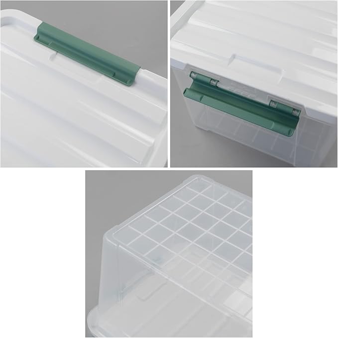 Jekiyo 32 Quart Clear Storage Boxes with Lid, 4 Packs, Multipurpose Plastic Storage Container Bin