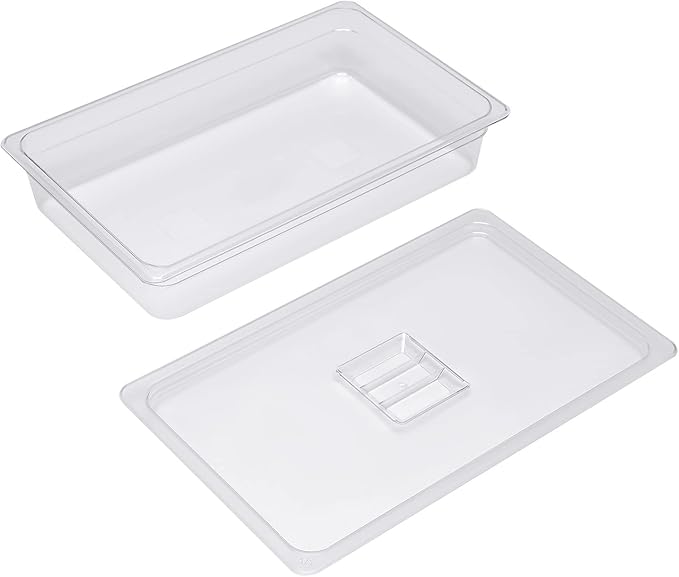 DYNAMI 6 Pack Food Pans with Lids,Full Size 4in Deep Commercial Clear Square Freezer Food Storage Containers,Heat-Resistant,Freezer-Safe To Vegetables,Fruits, Meats, Grains, for Kitchen Restaurant