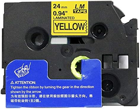 6/Pack LM Tapes - LMe-651 Premium 1" Black Print on Yellow Label Compatible with Brother TZe-651 P-Touch and Includes Tape Color/Size Guide. Replaces TZ651 24mm 0.94 Laminated