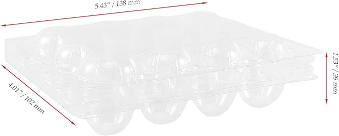 JOIKIT 50 PCS 12 Cavity Clear PVC Quail Egg Cartons, Stackable Egg Storage Box, Plastic Bulk Cartons for Quail Eggs