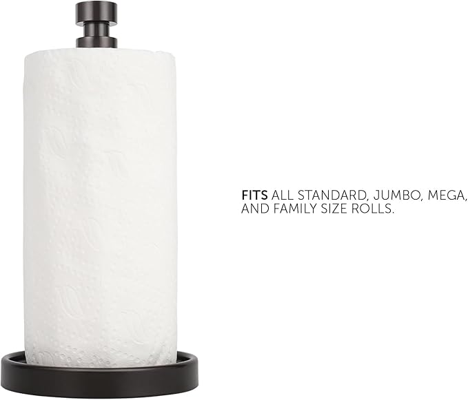 Ivilon Paper Towel Roll Stand - Steady and Easy Tear - Fits All Paper Towel Rolls - Oil Rubbed Bronze