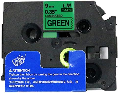 1/Pack LM Tapes - LMe721 Premium 3/8" Black Print on Green Label Compatible with P-Touch TZe-721 Tape and Includes Tape Color/Size Guide. Replaces TZ-721 9mm 0.35 Laminated.
