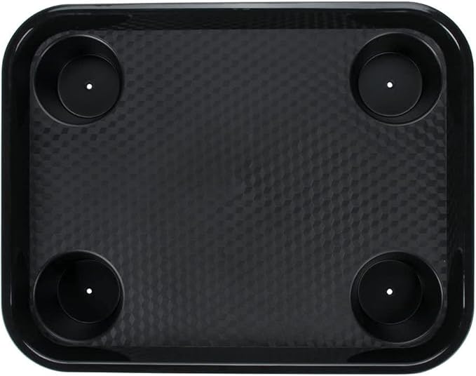 GET FT-20-BK BPA-Free Stackable Cafeteria / Fast Food Tray, 17" x 14", Black (Set of 12)
