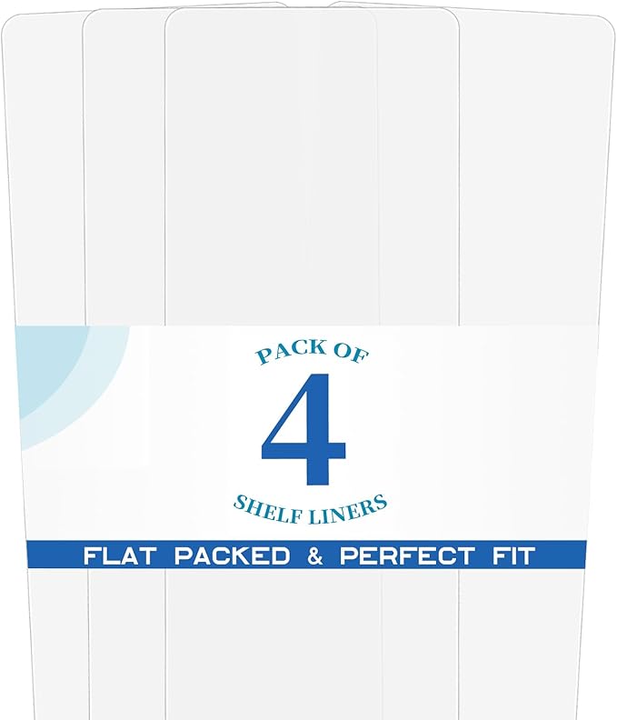 BRIAN & DANY Wire Shelf Liner 16" X 48", Heavy Duty Shelf Liners for Wire Shelving, Waterproof Protector Mats, Set of 4, Transparent