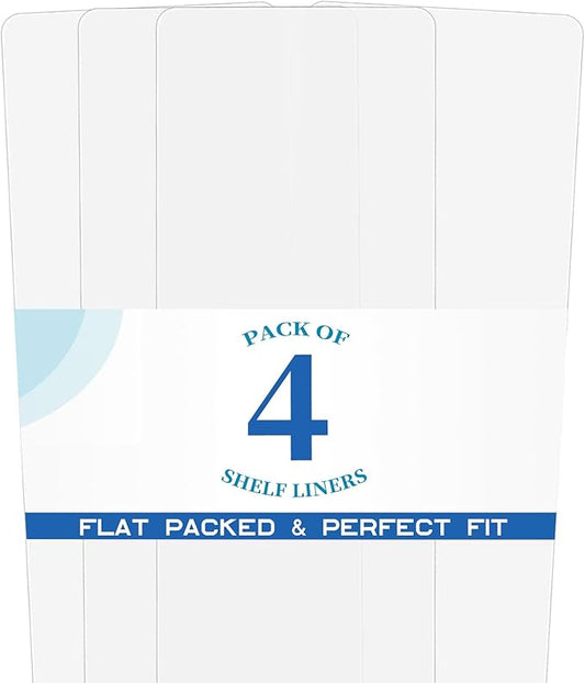 BRIAN & DANY Wire Shelf Liner 12" X 48", Heavy Duty Shelf Liners for Wire Shelving, Waterproof Protector Mats, Set of 4, Transparent