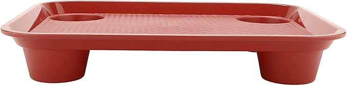 G.E.T. FT-20-R Stackable Cafeteria / Fast Food Plastic Tray, 17" x 14", Red (Set of 12)
