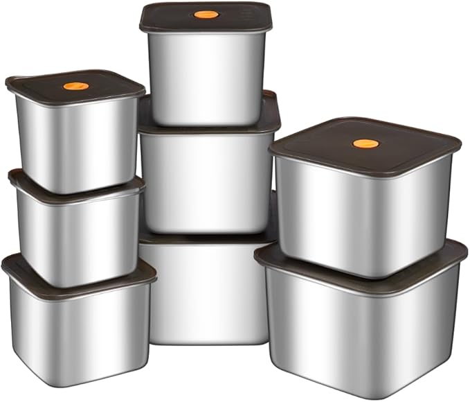 8PC-LFood Storage Containers, BPA Free, Airtight Lids, Ideal for Lunch, Meal Prep & Leftovers，Fresh box， Freezing box