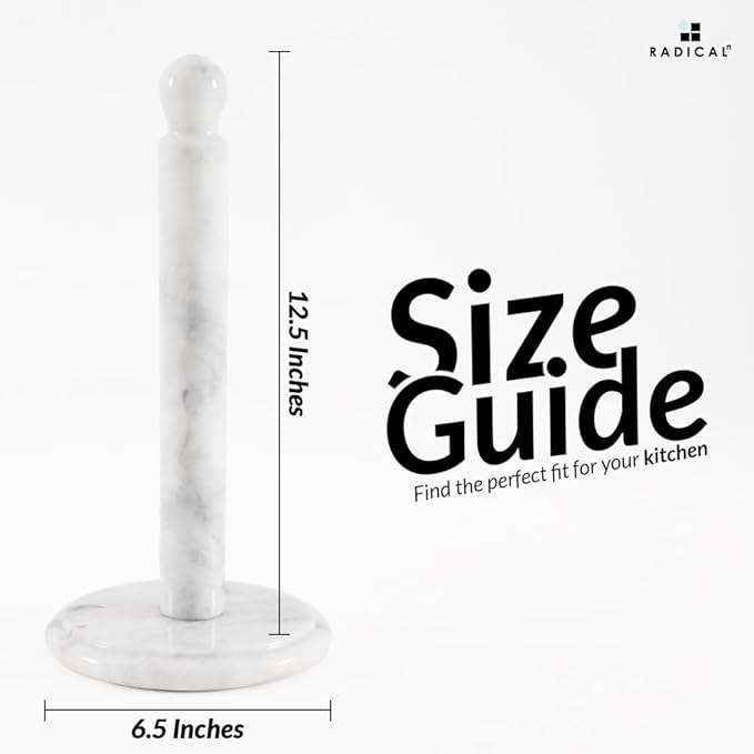 RADICALn Marble Paper Towel Holder Countertop 12.5" Inch White Handmade Toilet Paper Towels Stand for Bathroom Countertop, Paper Towel Holders & Hand Tissue Paper Organizer
