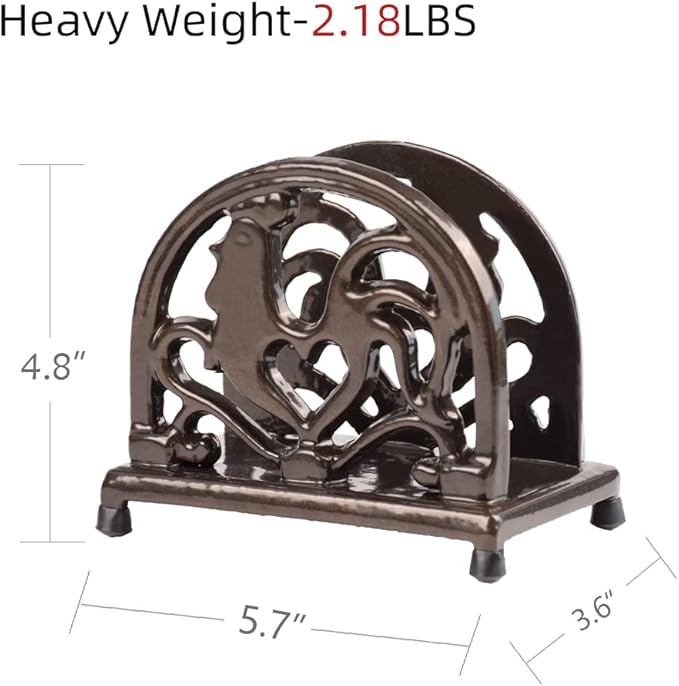 MINLUFUL Vintage Metal Napkin Holder, Heavy Cast Iron Napkin Holder Organizer for Kitchen Restaurant Home Décor, Coffee Gold