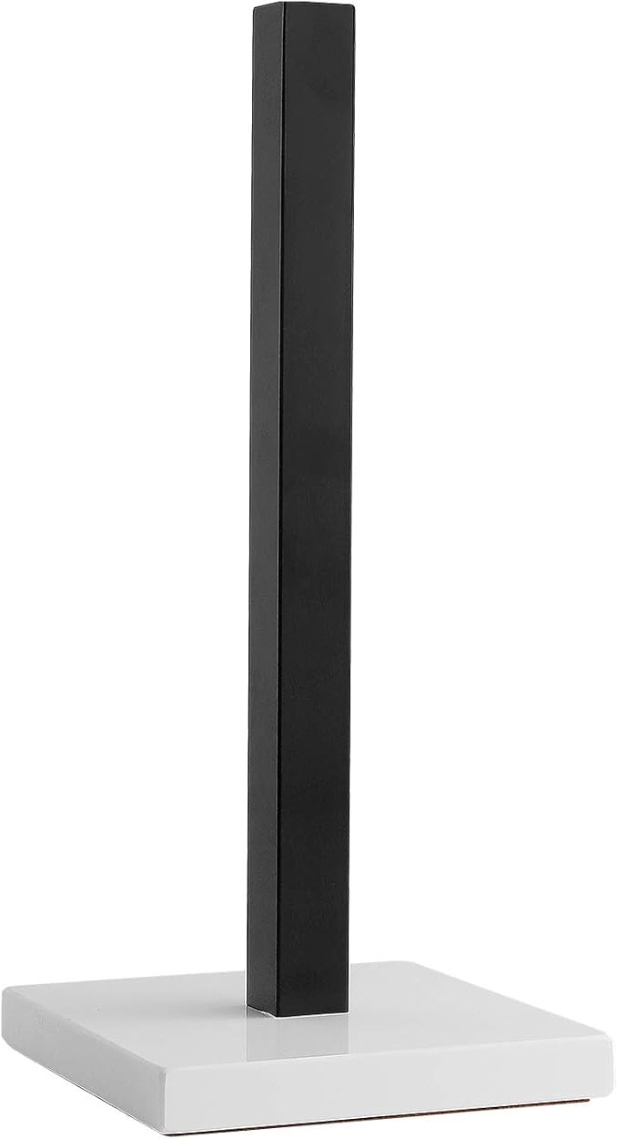 LUTAVOY Paper Towel Holder Kitchen Standing Paper Towel Roll Holder with Marble Base for Bathroom Kitchen Countertop(Matt Black,White Base KZ60)