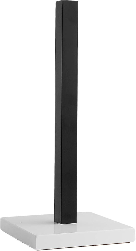 LUTAVOY Paper Towel Holder Kitchen Standing Paper Towel Roll Holder with Marble Base for Bathroom Kitchen Countertop(Matt Black,White Base KZ60)