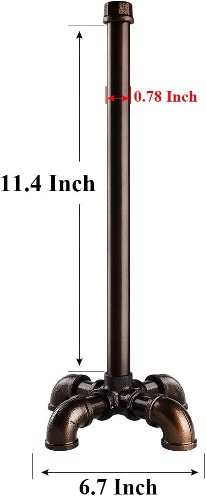 TLBTEK Floor Toilet Paper Holder Stand, Black Iron Farmhouse Paper Towel Rack,Rustic Industrial Vintage DIY Style Pipe Roll Tissue Holder Heavy Duty for Bathroom, Bedroom, Kitchen (Brown)