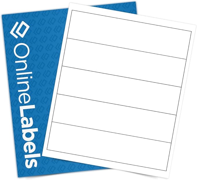Waterproof Water Bottle Labels - 8 x 2 - Pack of 500 Polyester Labels, 100 Sheets - Laser Printers - Online Labels