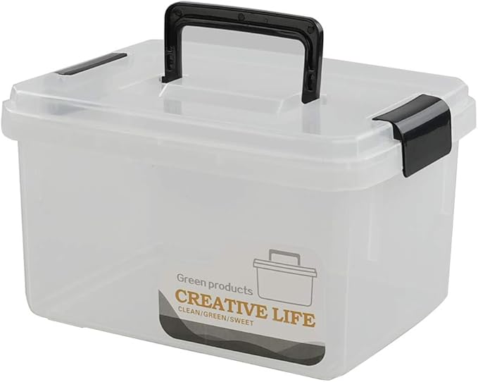 4.5 L Plastic Storage Box, Clear Latch Box, 4-Pack