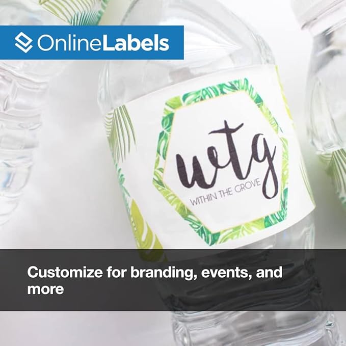 Water Bottle Labels - 8 x 2 - Pack of 500 Labels, 100 Sheets - Inkjet/Laser Printer - Online Labels
