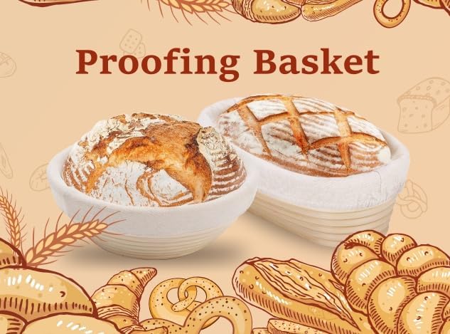 Terronix Bread proofing baskets for sourdough 19-Piece Set ，9" Round & 10" Oval Sourdough basket，Sour dough tools，Including bread pull ring, dough mixer,Complete Sour dough starter kit